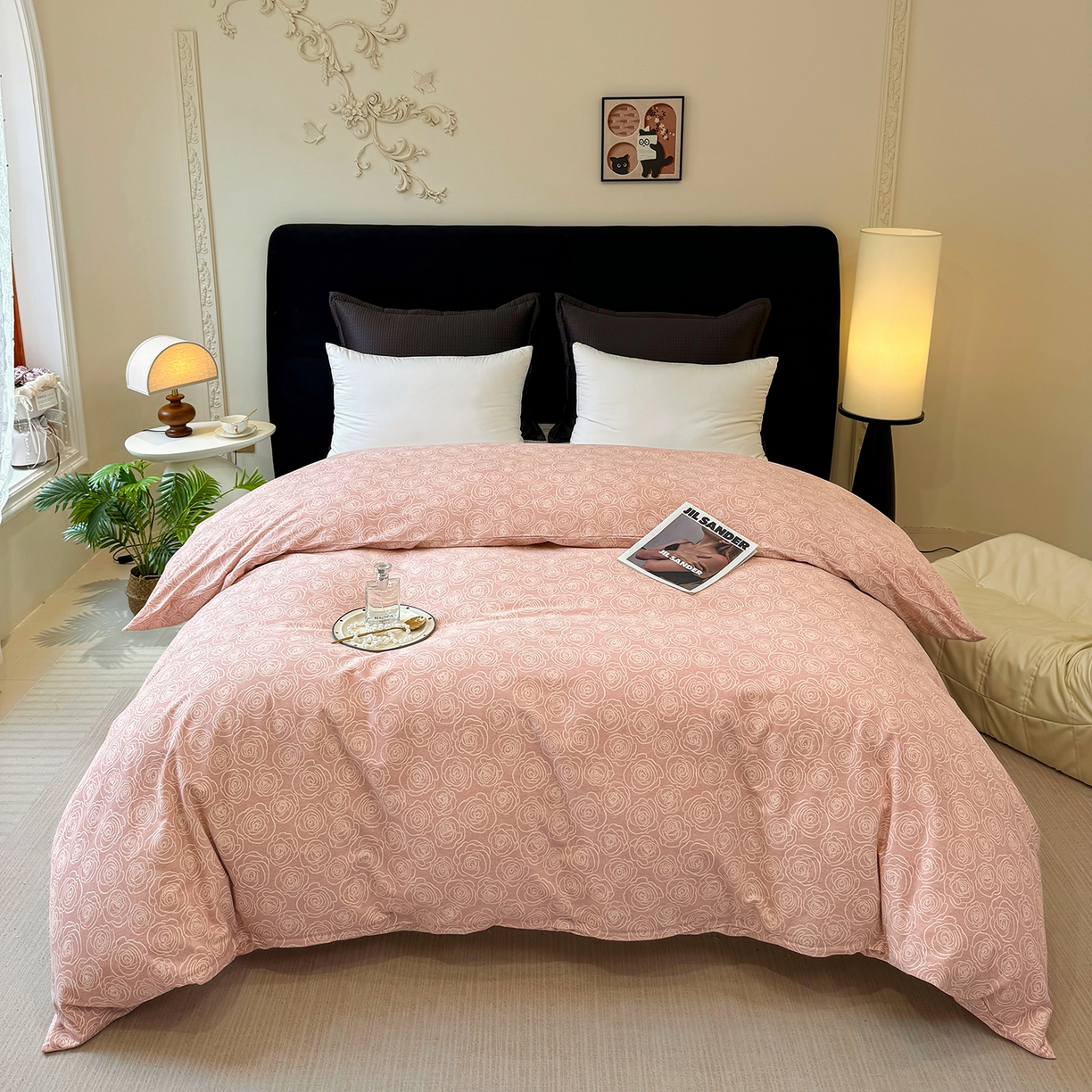 壹贝家纺 2026新款全棉磨毛单品被套系列 玫瑰情缘-粉