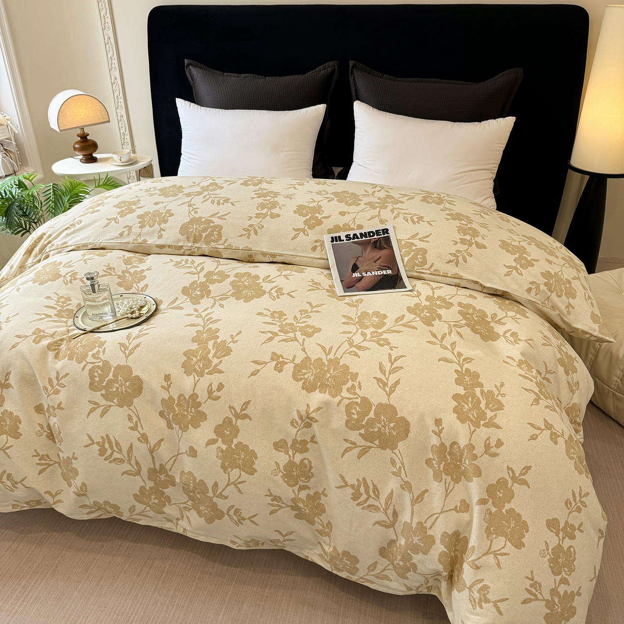 91家纺网 家纺一手货源 找家纺 壹贝家纺 2026新款全棉磨毛单品被套系列 梅花印-黄