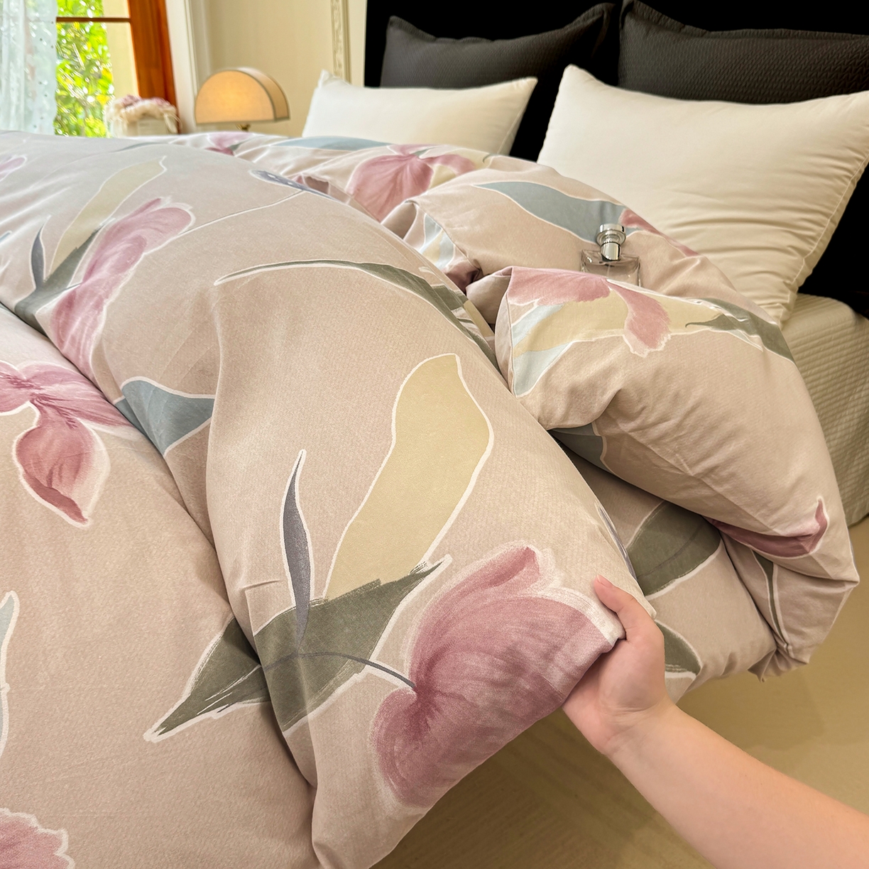 91家纺网 家纺一手货源 找家纺 壹贝家纺 2026新款全棉磨毛单品被套系列 奈美