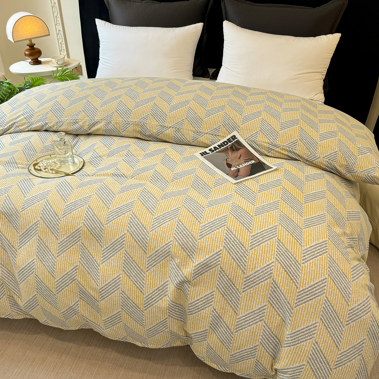 91家纺网 家纺一手货源 找家纺 壹贝家纺 2026新款全棉磨毛单品被套系列 施华洛-灰