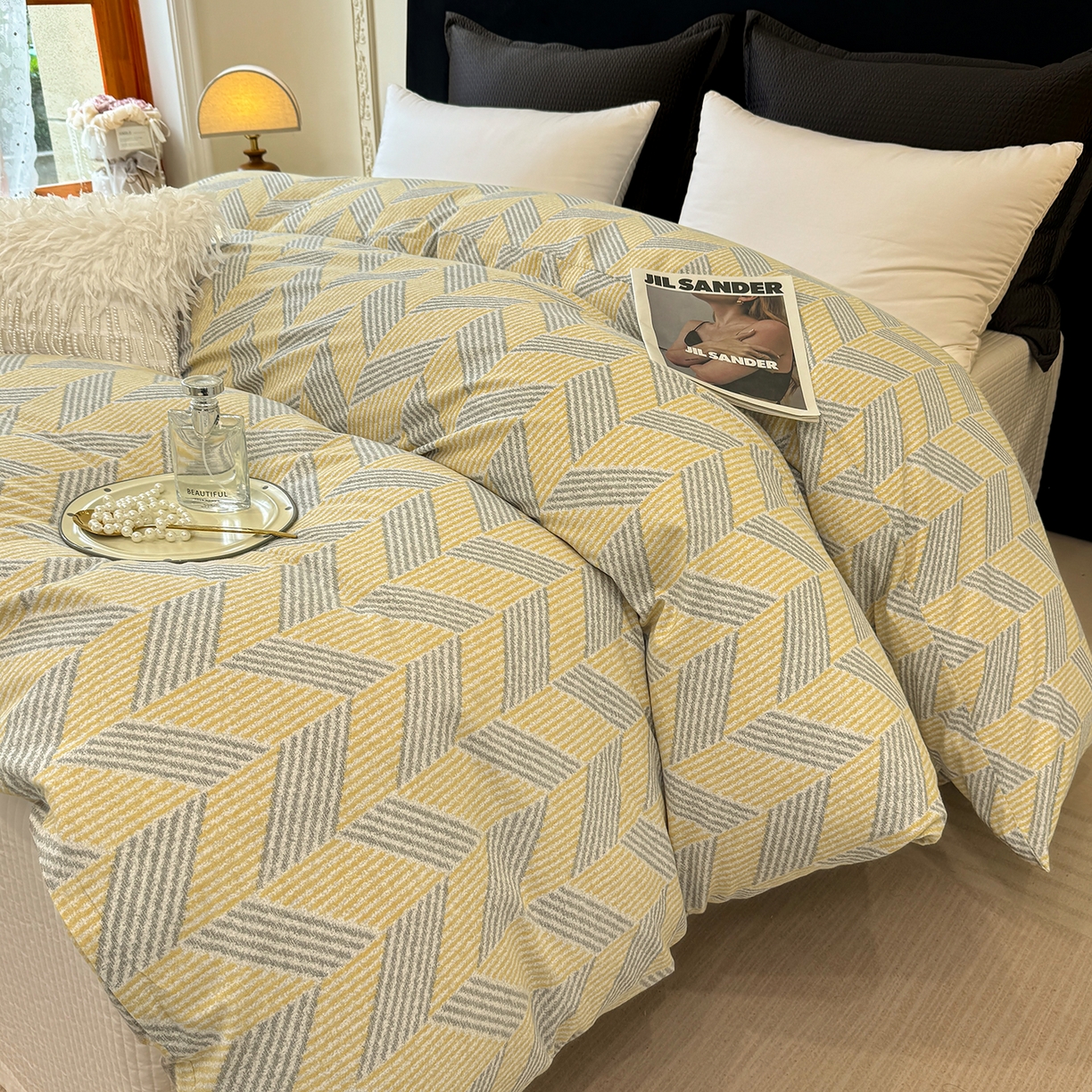 91家纺网 家纺一手货源 找家纺 壹贝家纺 2026新款全棉磨毛单品被套系列 施华洛-灰