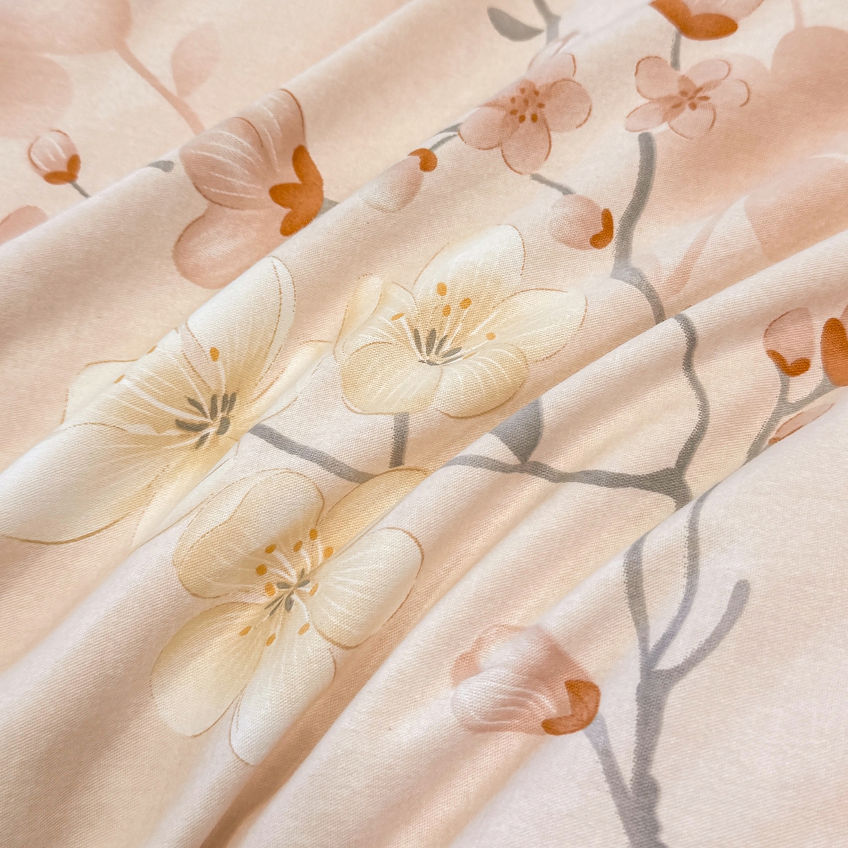 91家纺网 家纺一手货源 找家纺 壹贝家纺 2026新款全棉磨毛单品被套系列 十里桃花