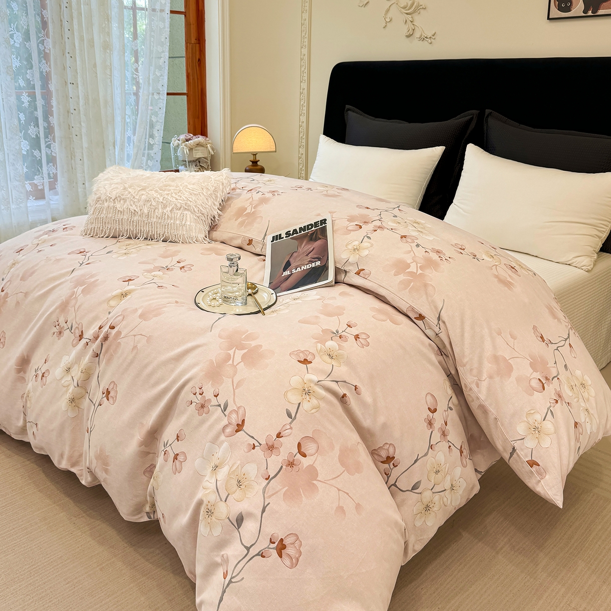 91家纺网 家纺一手货源 找家纺 壹贝家纺 2026新款全棉磨毛单品被套系列 十里桃花