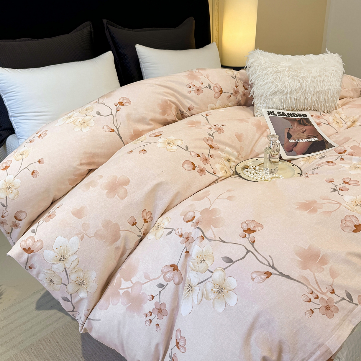 91家纺网 家纺一手货源 找家纺 壹贝家纺 2026新款全棉磨毛单品被套系列 十里桃花