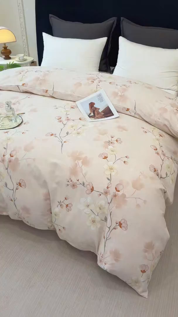 91家纺网 家纺一手货源 找家纺 壹贝家纺 2026新款全棉磨毛单品被套系列 十里桃花