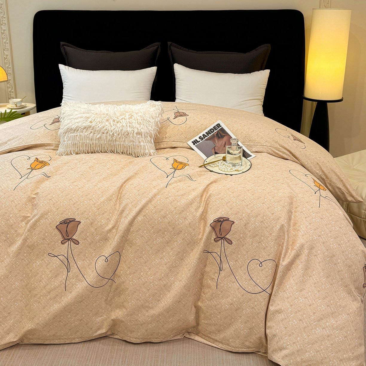 91家纺网 家纺一手货源 找家纺 壹贝家纺 2026新款全棉磨毛单品被套系列 小香玉-咖