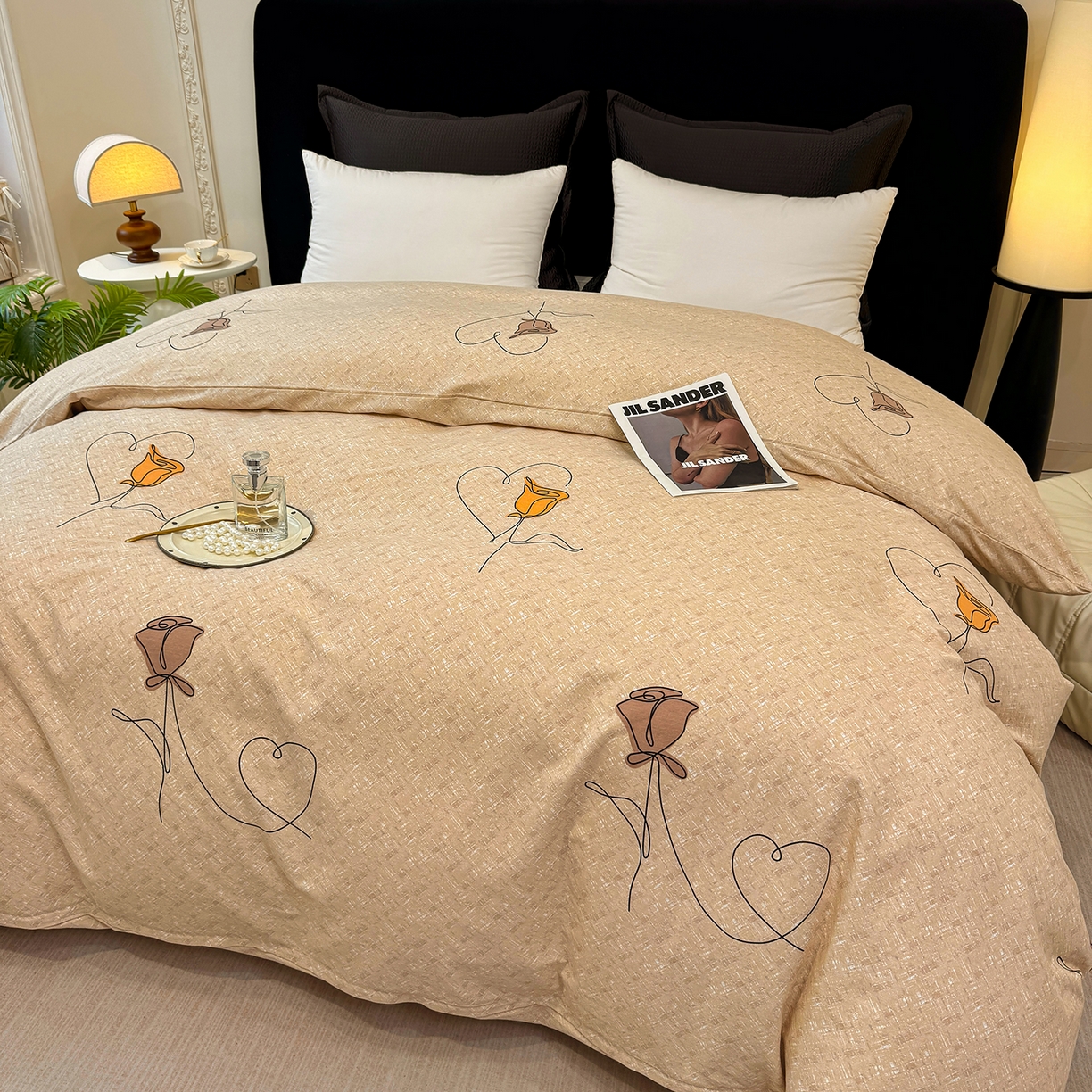 91家纺网 家纺一手货源 找家纺 壹贝家纺 2026新款全棉磨毛单品被套系列 小香玉-咖