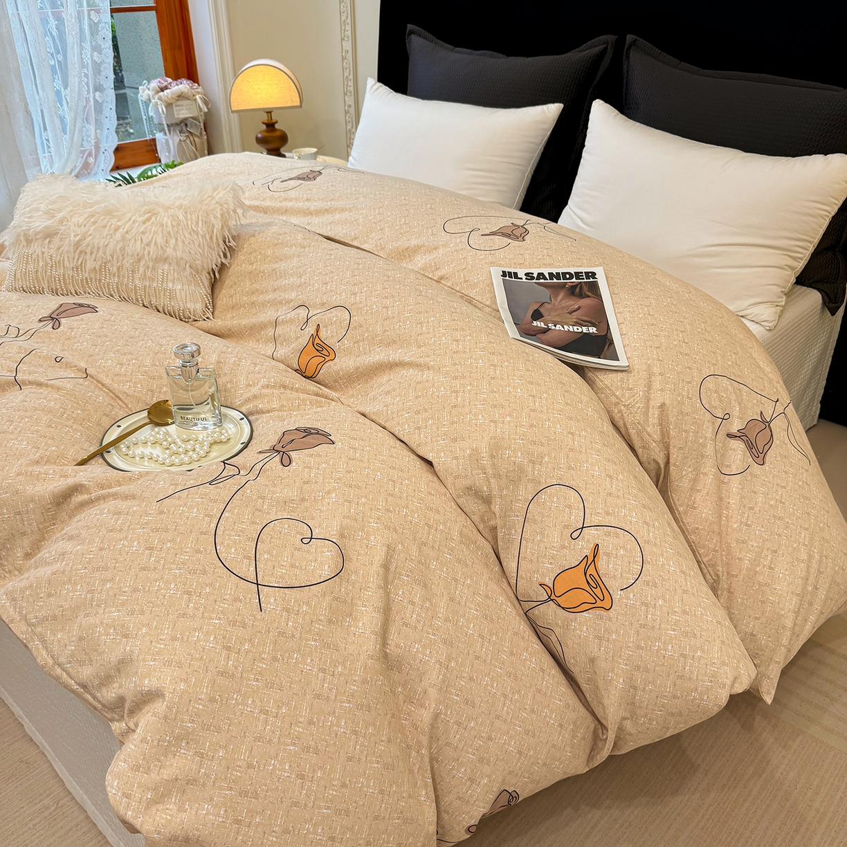 91家纺网 家纺一手货源 找家纺 壹贝家纺 2026新款全棉磨毛单品被套系列 小香玉-咖