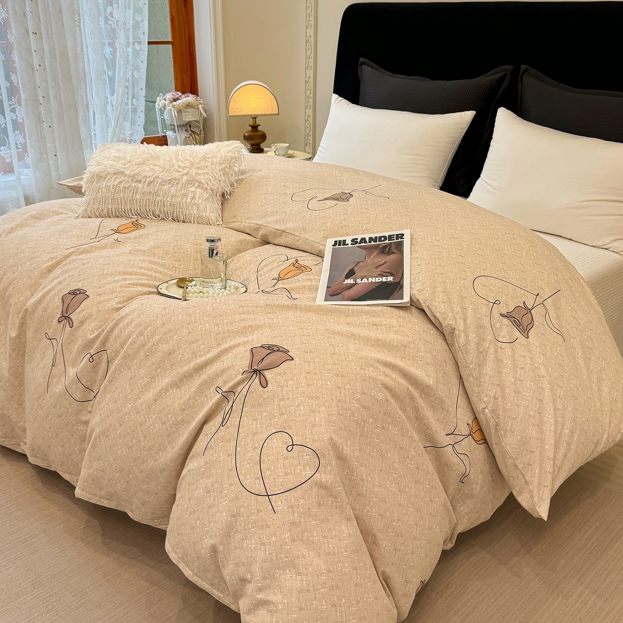 91家纺网 家纺一手货源 找家纺 壹贝家纺 2026新款全棉磨毛单品被套系列 小香玉-咖