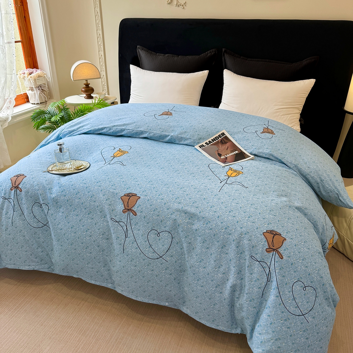 91家纺网 家纺一手货源 找家纺 壹贝家纺 2026新款全棉磨毛单品被套系列 小香玉-蓝