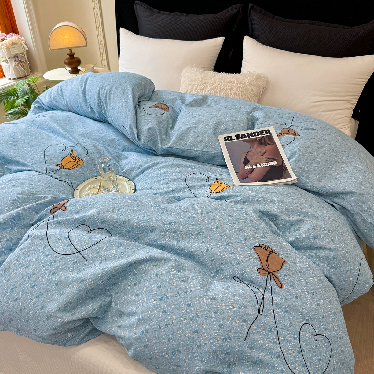 91家纺网 家纺一手货源 找家纺 壹贝家纺 2026新款全棉磨毛单品被套系列 小香玉-蓝