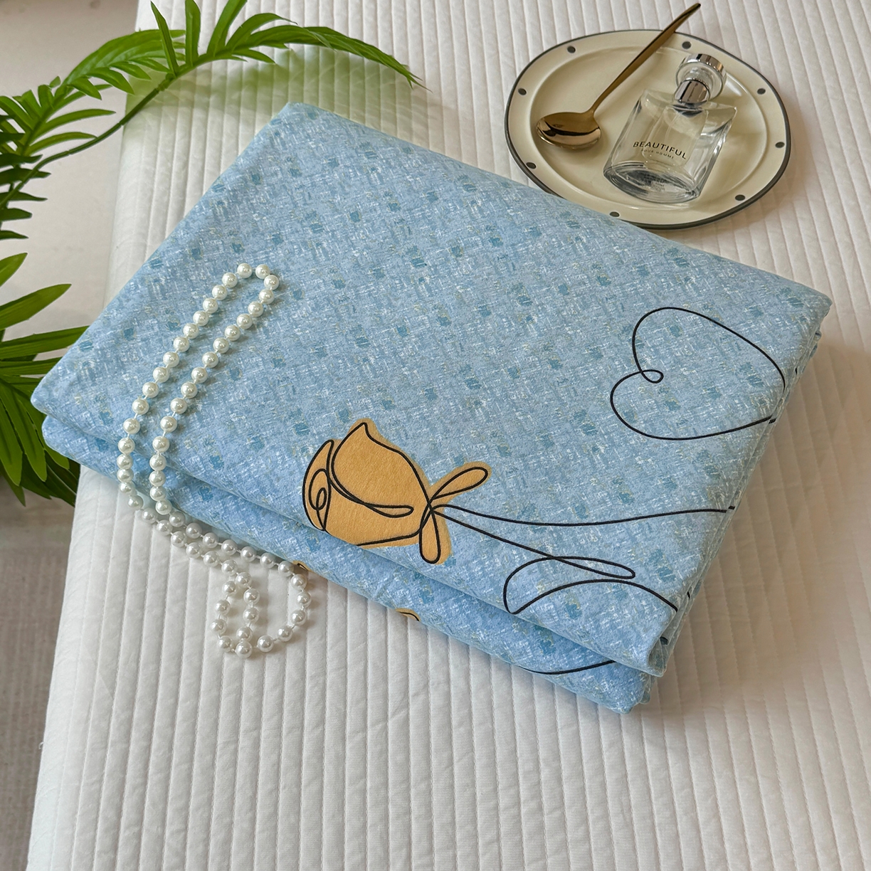 91家纺网 家纺一手货源 找家纺 壹贝家纺 2026新款全棉磨毛单品被套系列 小香玉-蓝