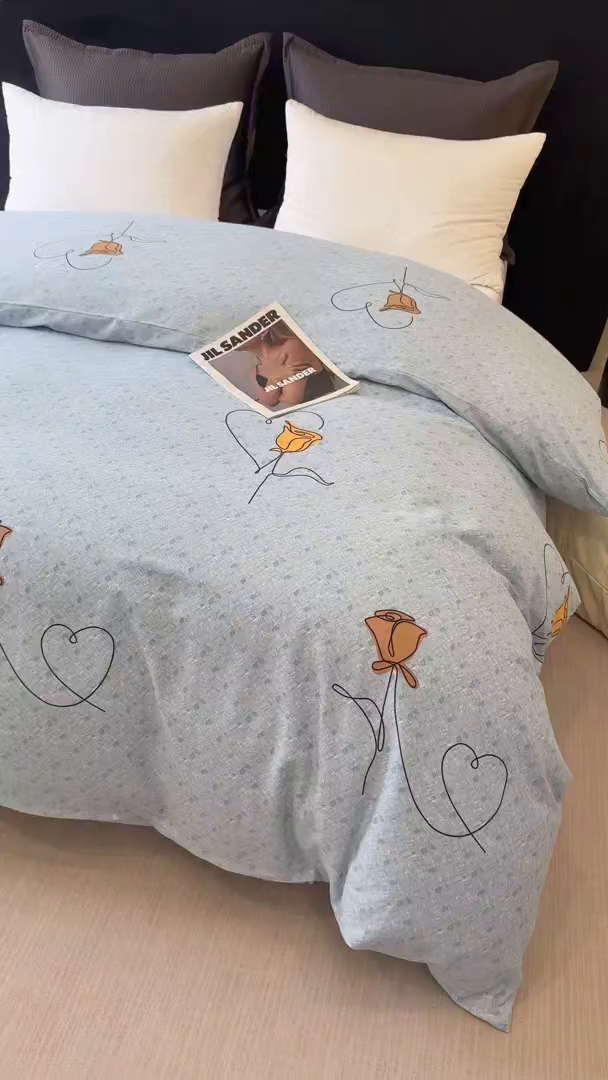 91家纺网 家纺一手货源 找家纺 壹贝家纺 2026新款全棉磨毛单品被套系列 小香玉-蓝