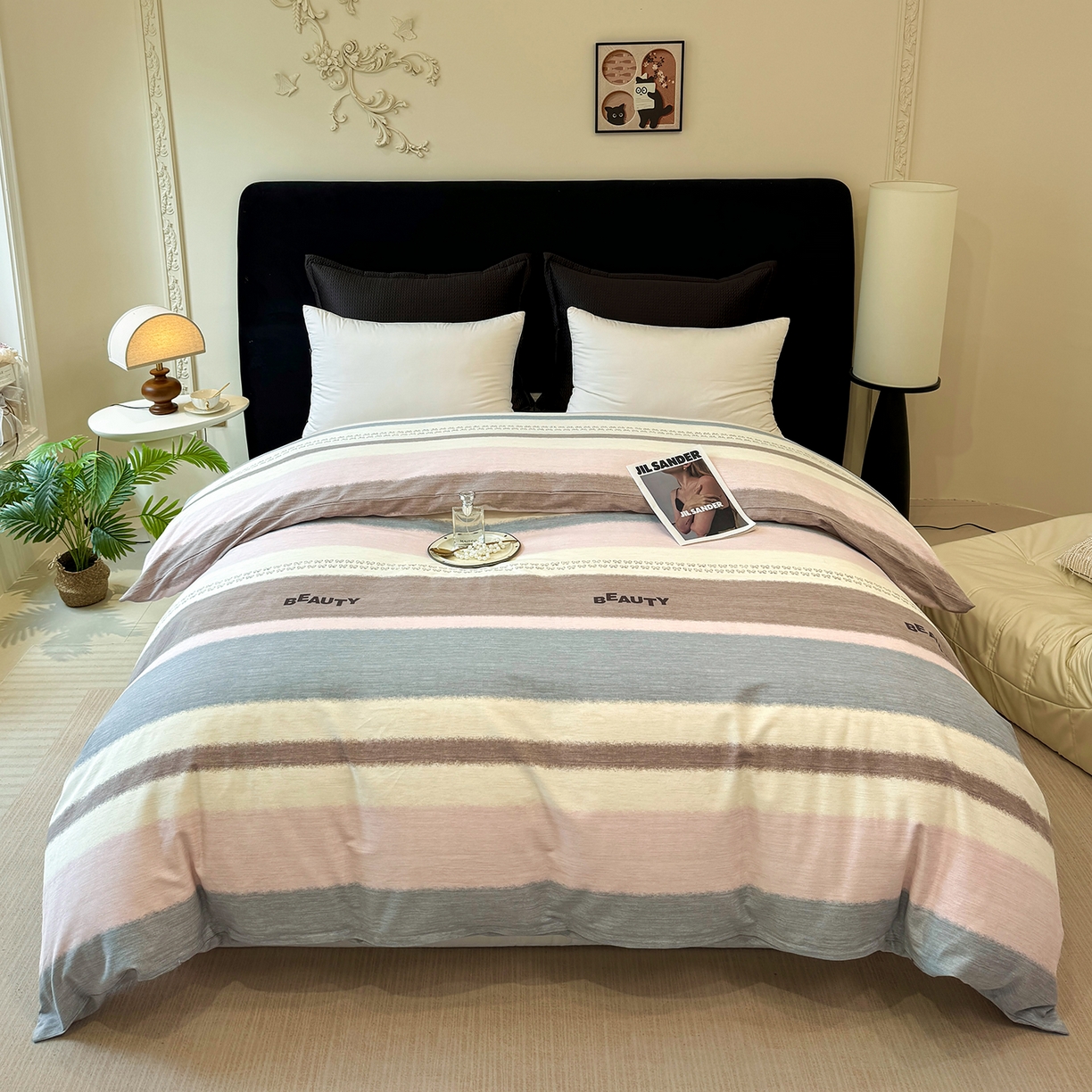 壹贝家纺 2026新款全棉磨毛单品被套系列 信条主义-咖