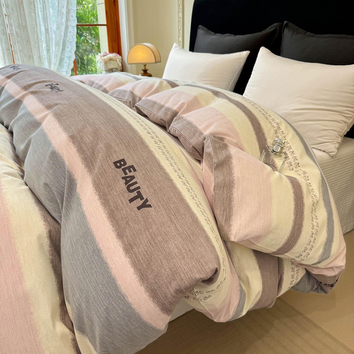 91家纺网 家纺一手货源 找家纺 壹贝家纺 2026新款全棉磨毛单品被套系列 信条主义-咖