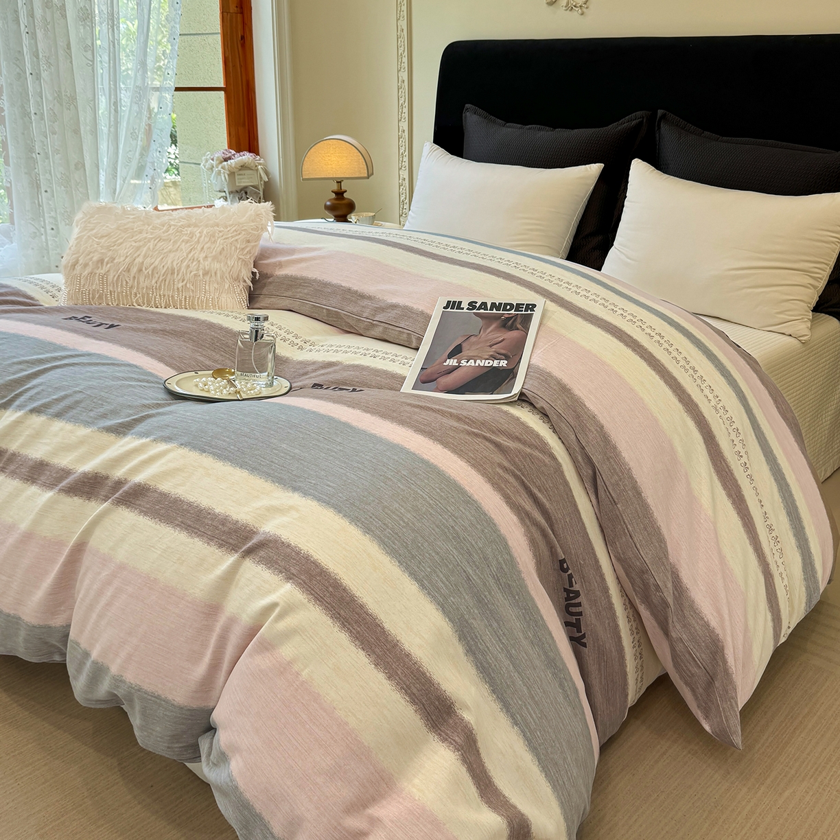 91家纺网 家纺一手货源 找家纺 壹贝家纺 2026新款全棉磨毛单品被套系列 信条主义-咖