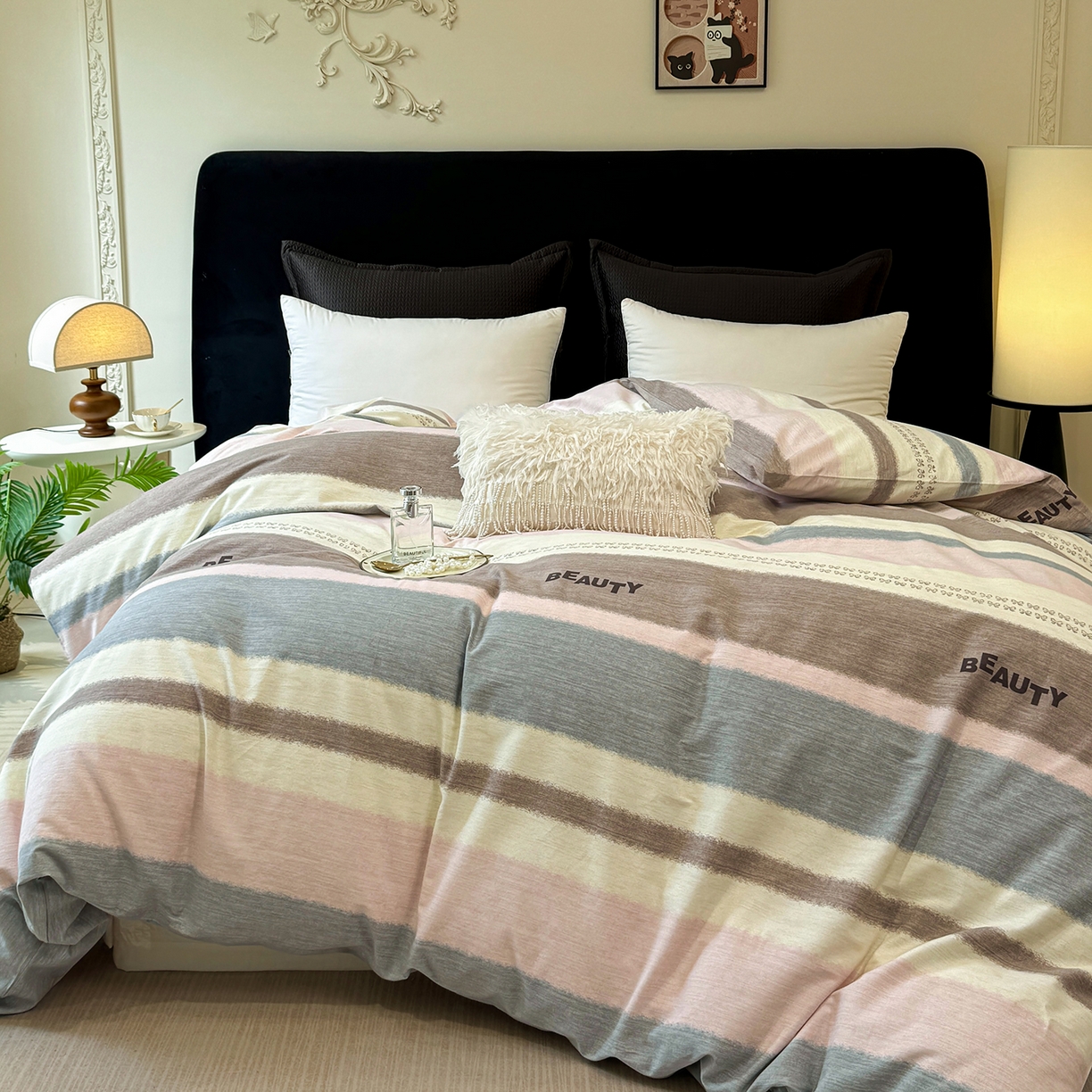 91家纺网 家纺一手货源 找家纺 壹贝家纺 2026新款全棉磨毛单品被套系列 信条主义-咖