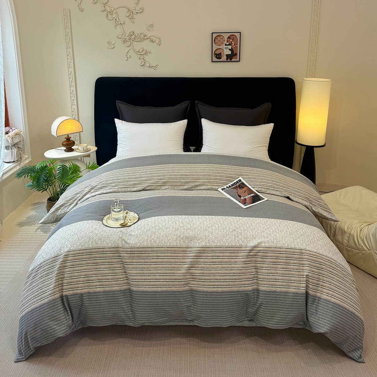 壹贝家纺 2026新款全棉磨毛单品被套系列 亚马逊-灰