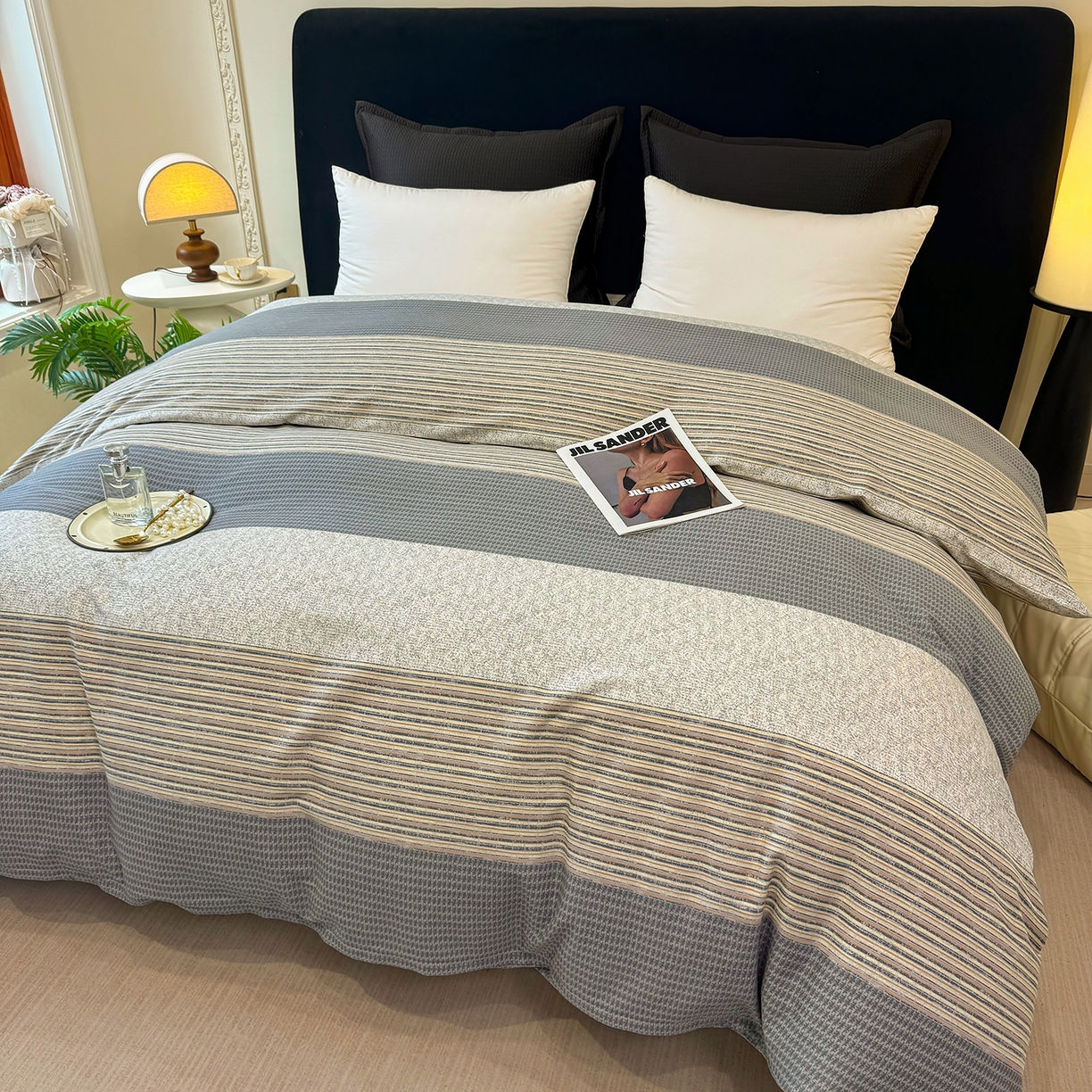 91家纺网 家纺一手货源 找家纺 壹贝家纺 2026新款全棉磨毛单品被套系列 亚马逊-灰