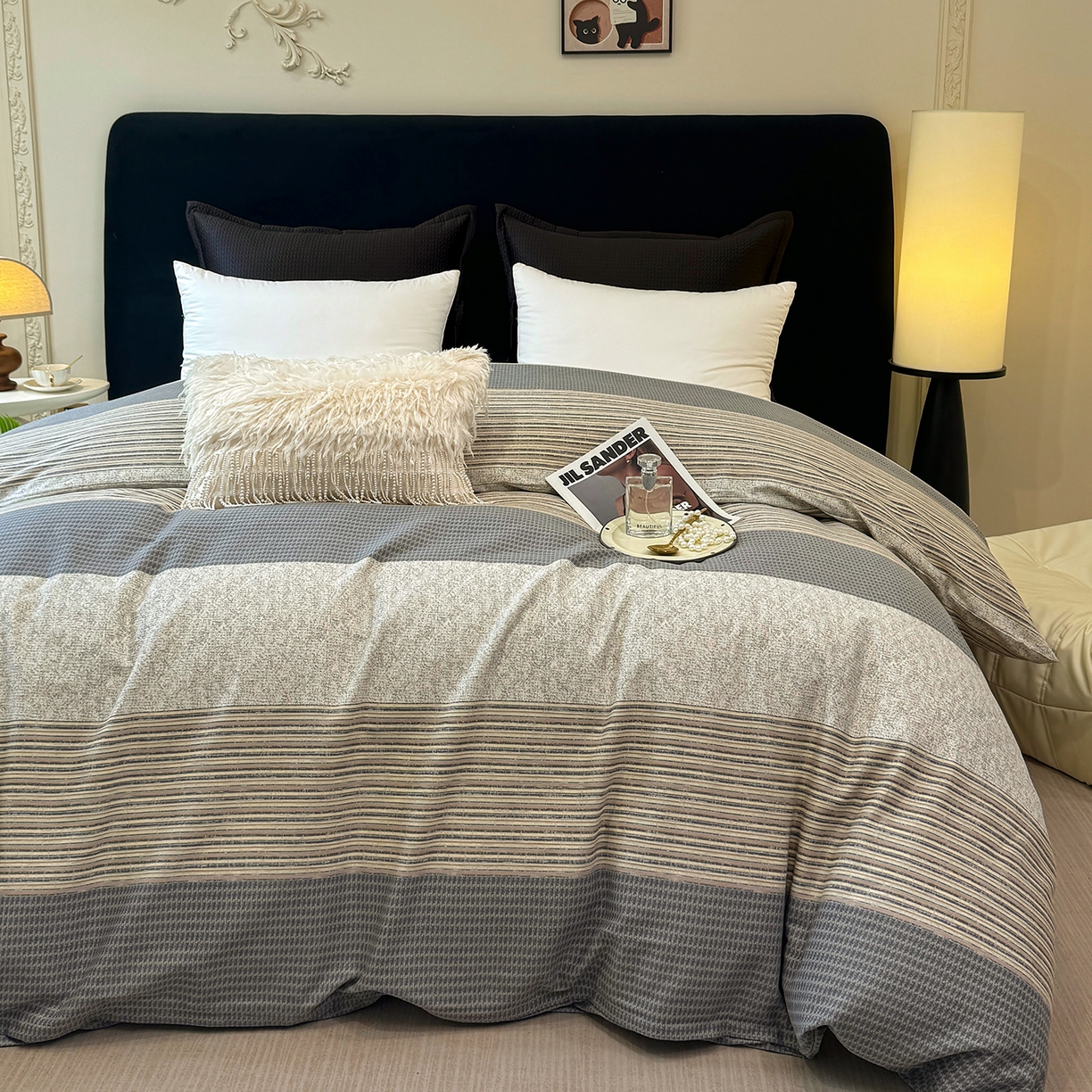 91家纺网 家纺一手货源 找家纺 壹贝家纺 2026新款全棉磨毛单品被套系列 亚马逊-灰