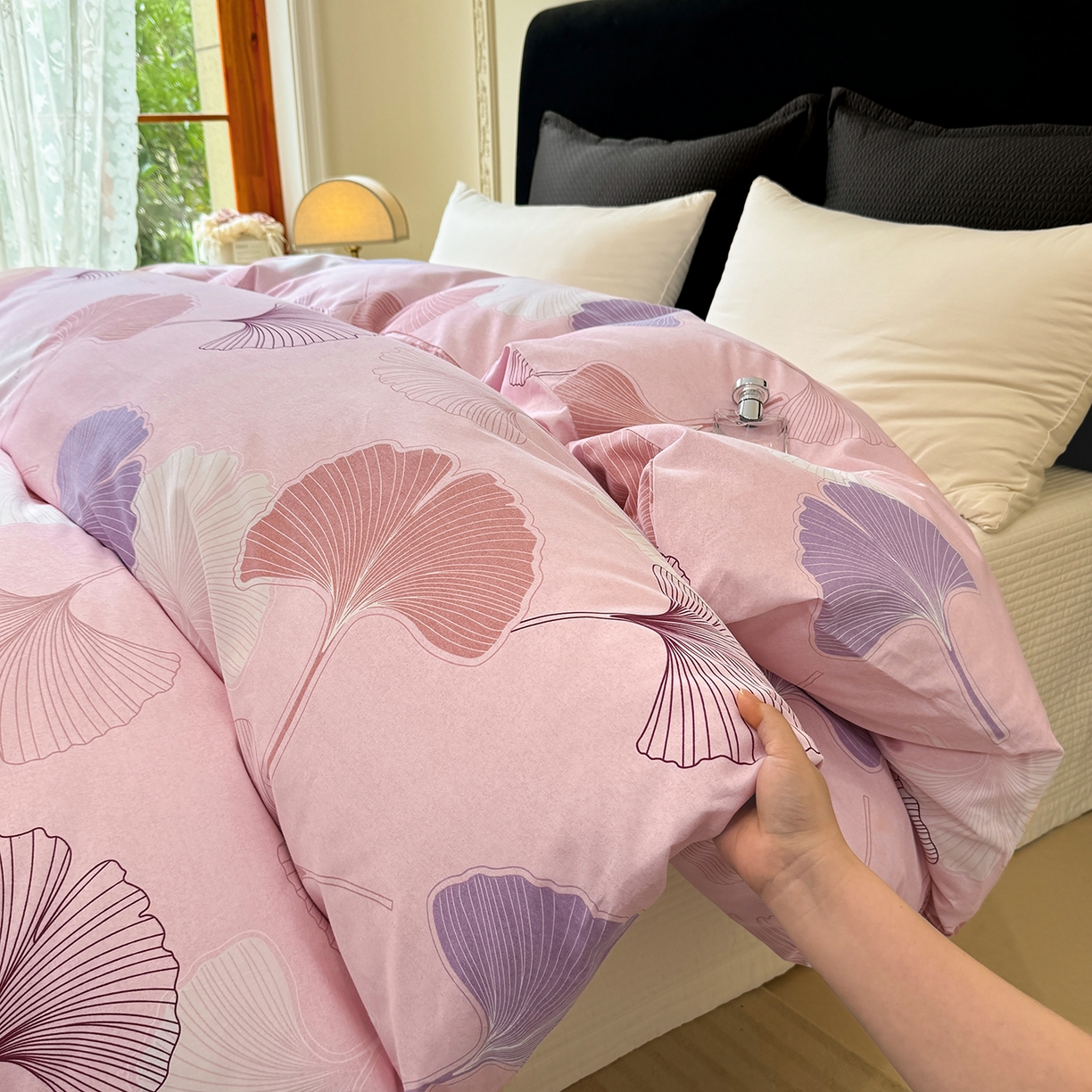 91家纺网 家纺一手货源 找家纺 壹贝家纺 2026新款全棉磨毛单品被套系列 一叶知秋