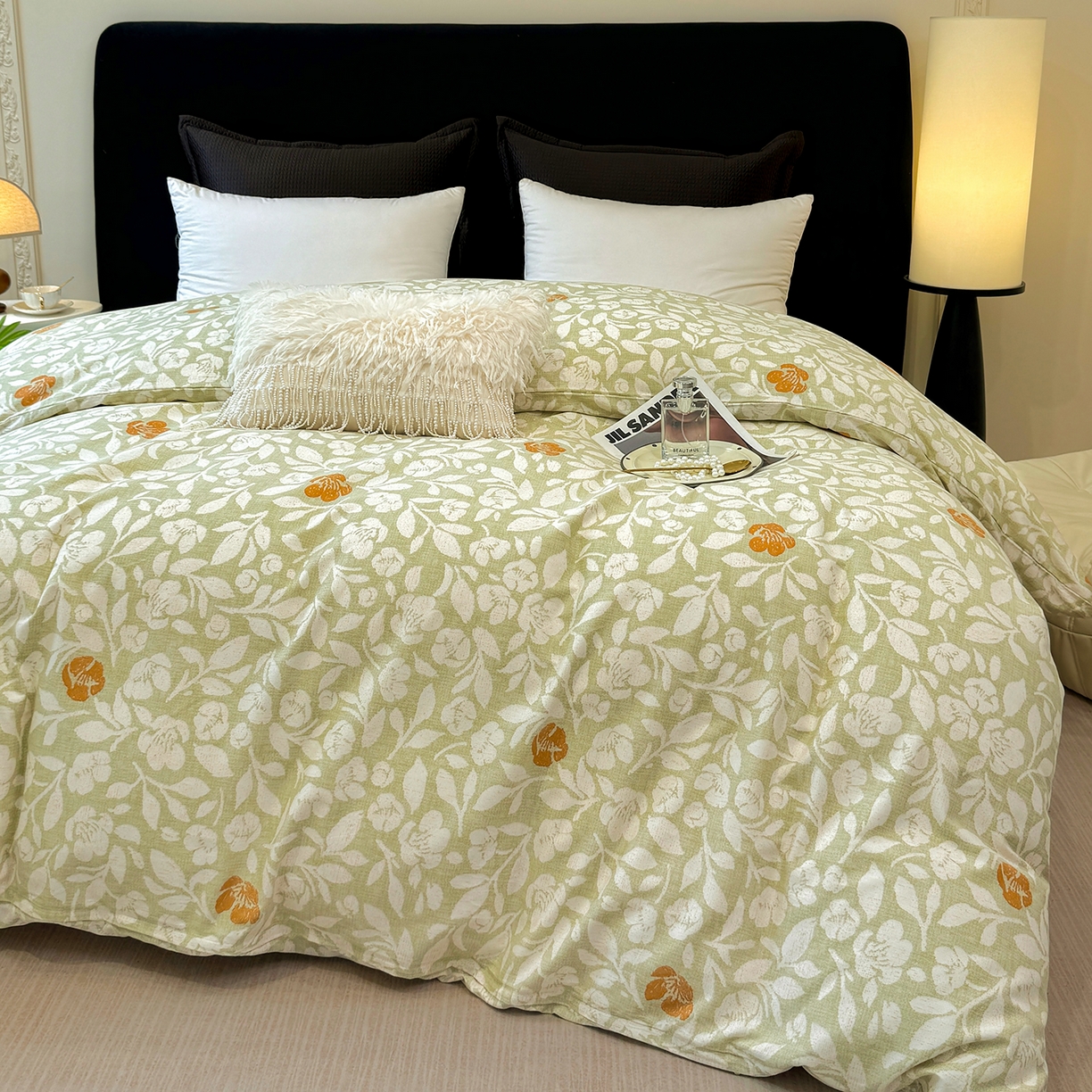 91家纺网 家纺一手货源 找家纺 壹贝家纺 2026新款全棉磨毛单品被套系列 芷绿