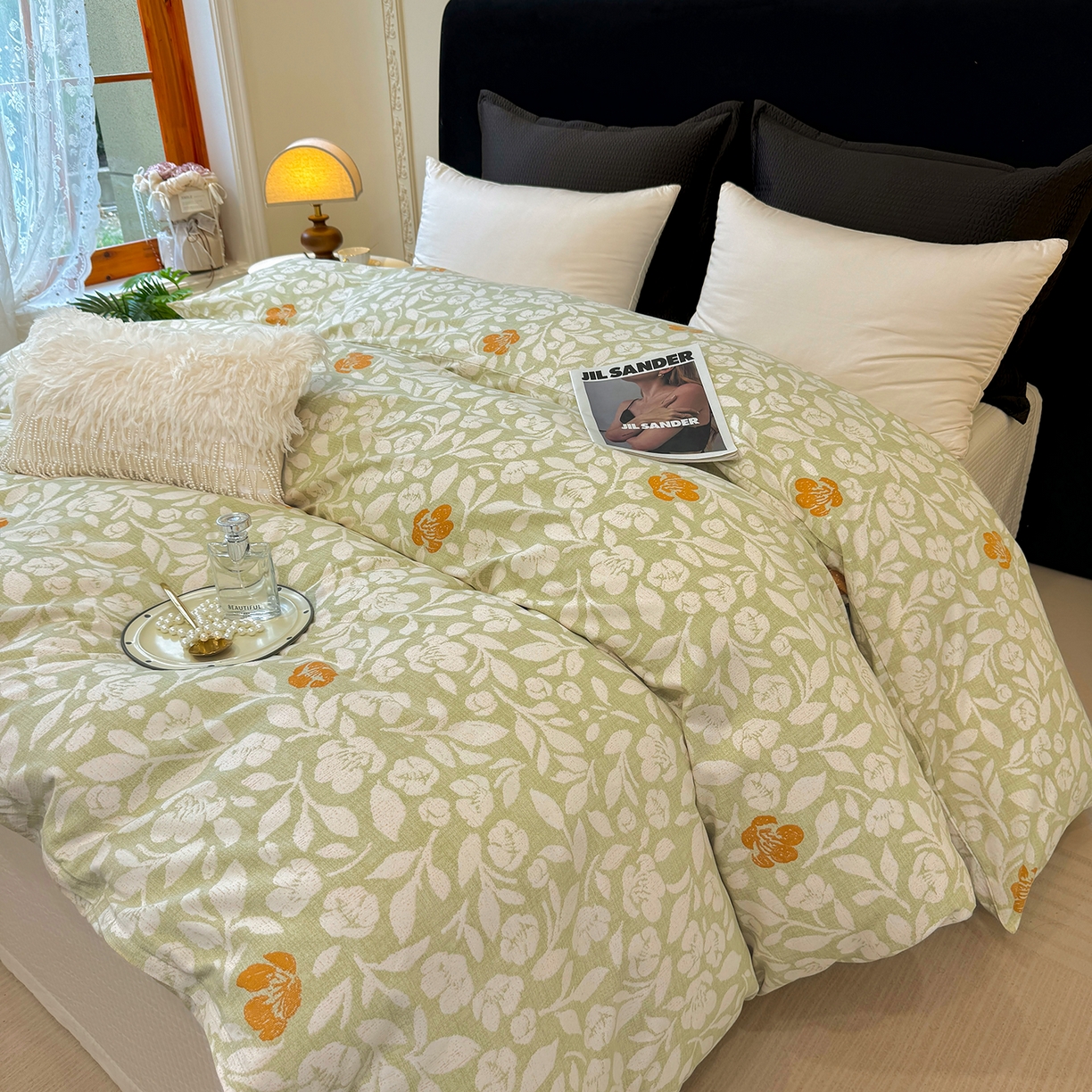 91家纺网 家纺一手货源 找家纺 壹贝家纺 2026新款全棉磨毛单品被套系列 芷绿