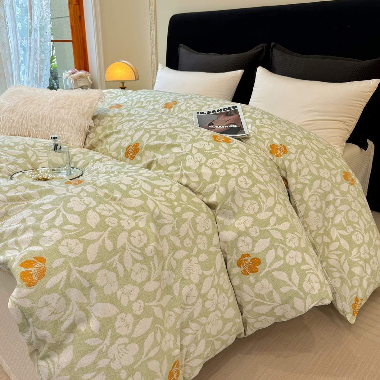 91家纺网 家纺一手货源 找家纺 壹贝家纺 2026新款全棉磨毛单品被套系列 芷绿