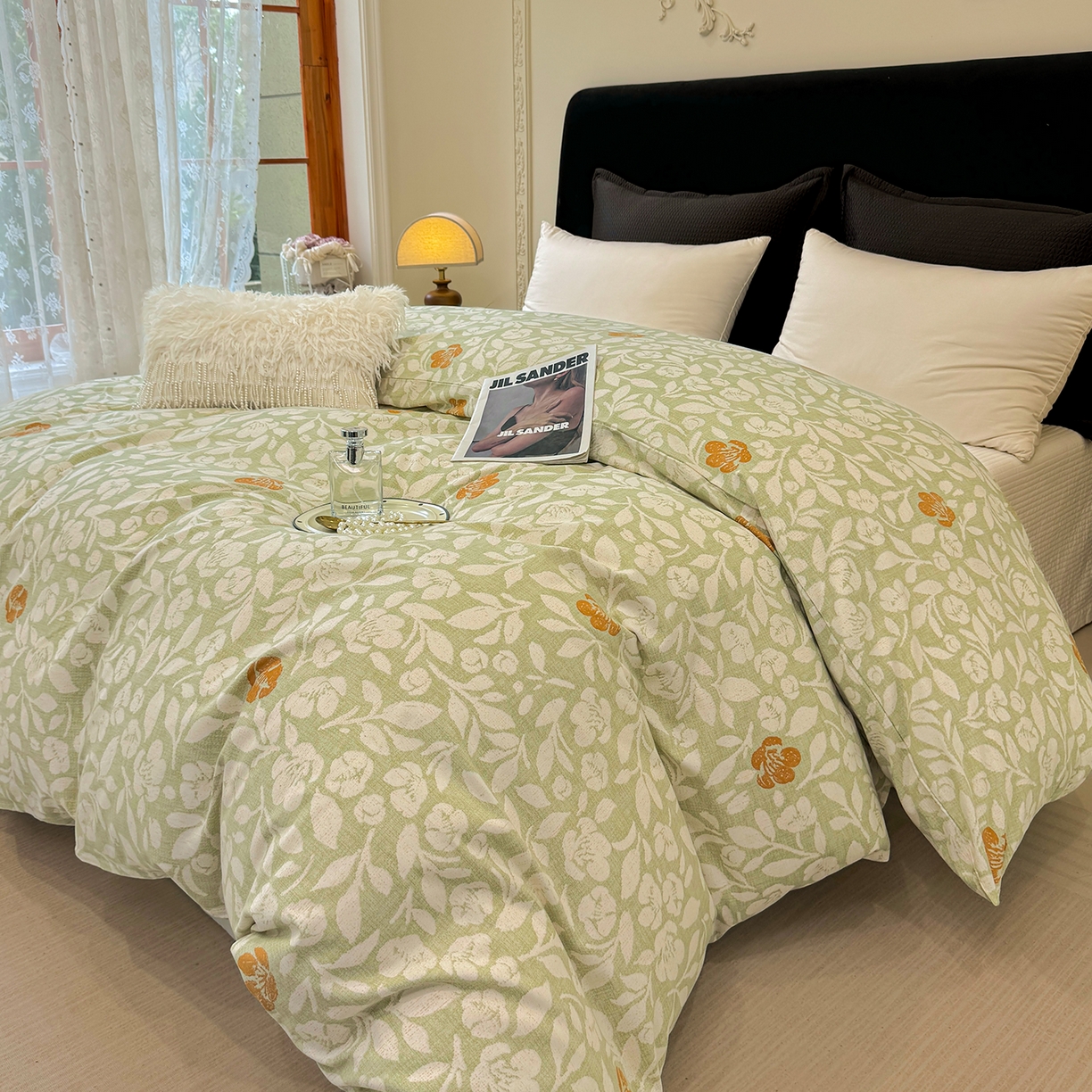 91家纺网 家纺一手货源 找家纺 壹贝家纺 2026新款全棉磨毛单品被套系列 芷绿