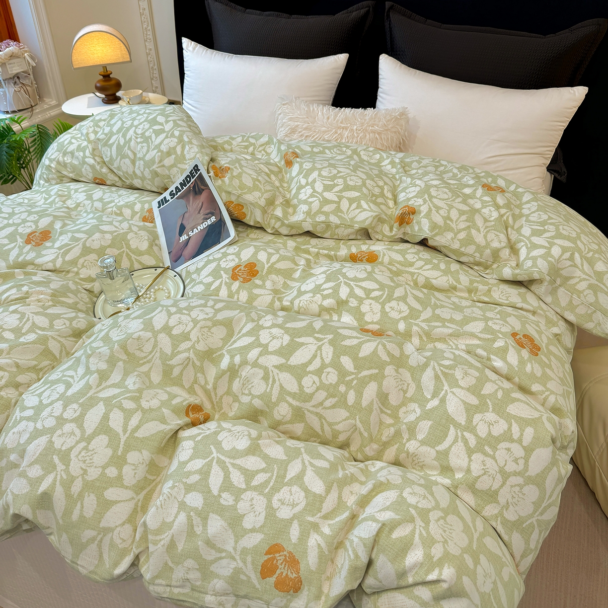 91家纺网 家纺一手货源 找家纺 壹贝家纺 2026新款全棉磨毛单品被套系列 芷绿