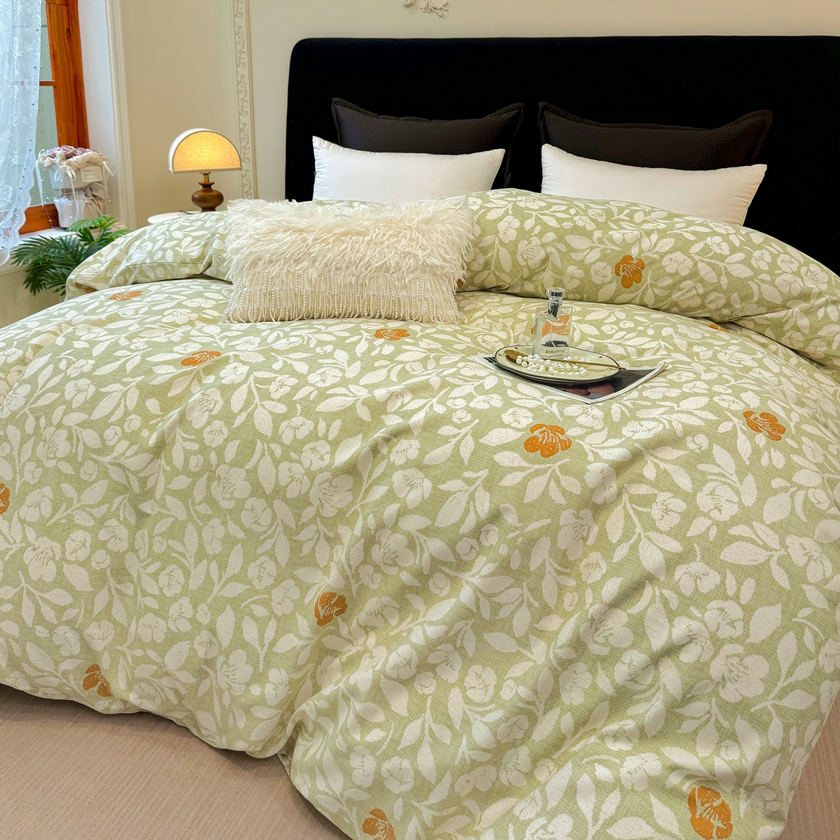 91家纺网 家纺一手货源 找家纺 壹贝家纺 2026新款全棉磨毛单品被套系列 芷绿