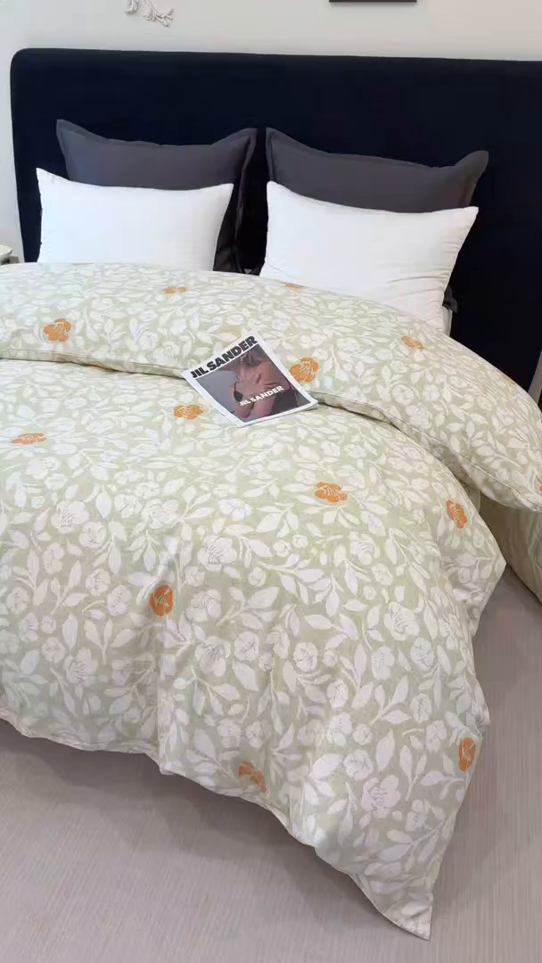 91家纺网 家纺一手货源 找家纺 壹贝家纺 2026新款全棉磨毛单品被套系列 芷绿