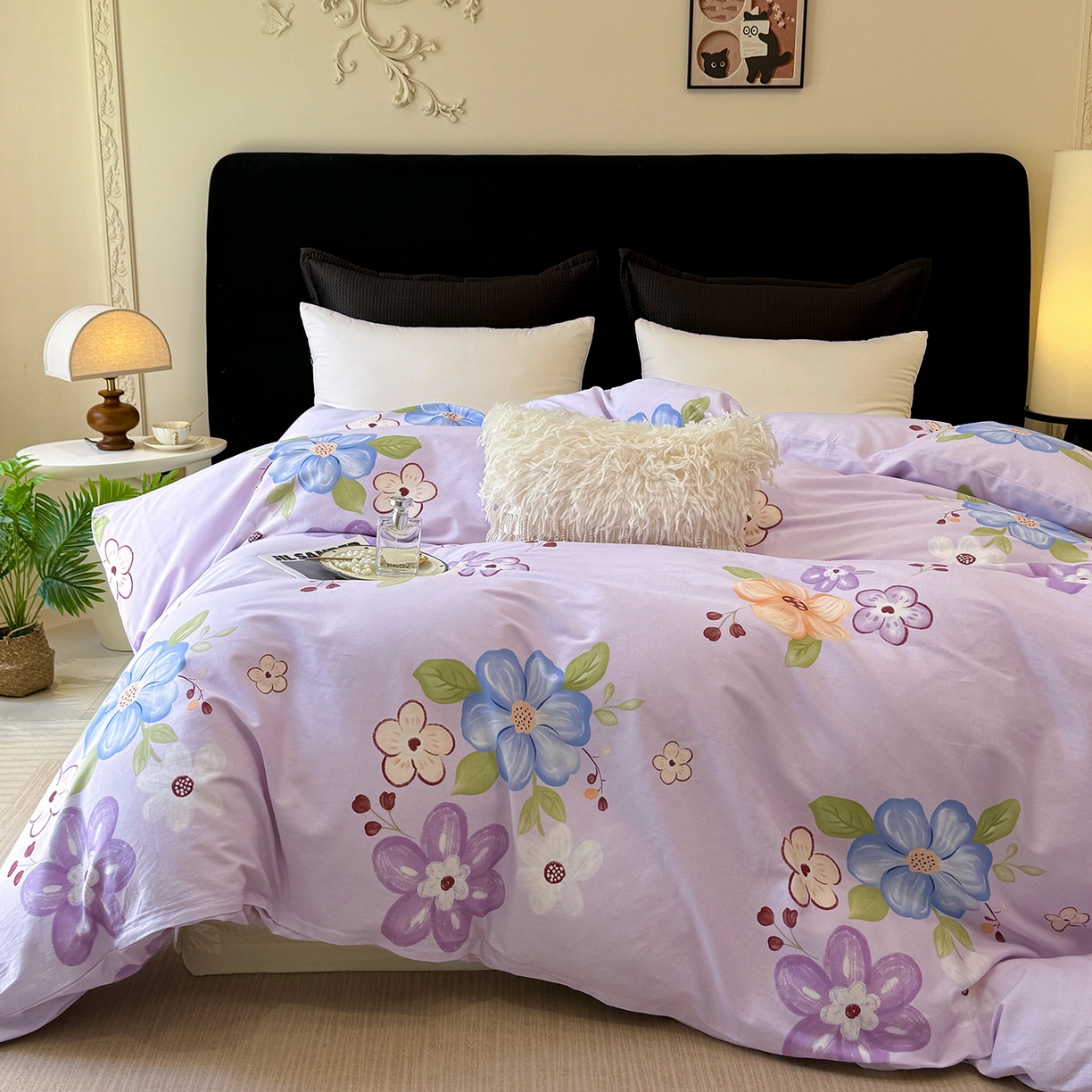 91家纺网 家纺一手货源 找家纺 壹贝家纺 2026新款全棉磨毛单品被套系列 紫魅