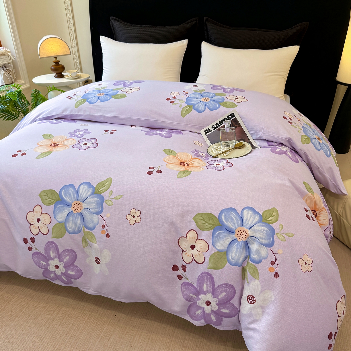 91家纺网 家纺一手货源 找家纺 壹贝家纺 2026新款全棉磨毛单品被套系列 紫魅