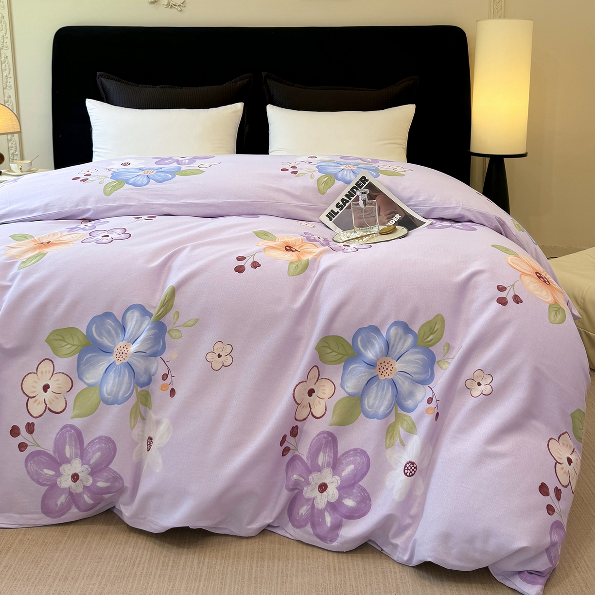 91家纺网 家纺一手货源 找家纺 壹贝家纺 2026新款全棉磨毛单品被套系列 紫魅