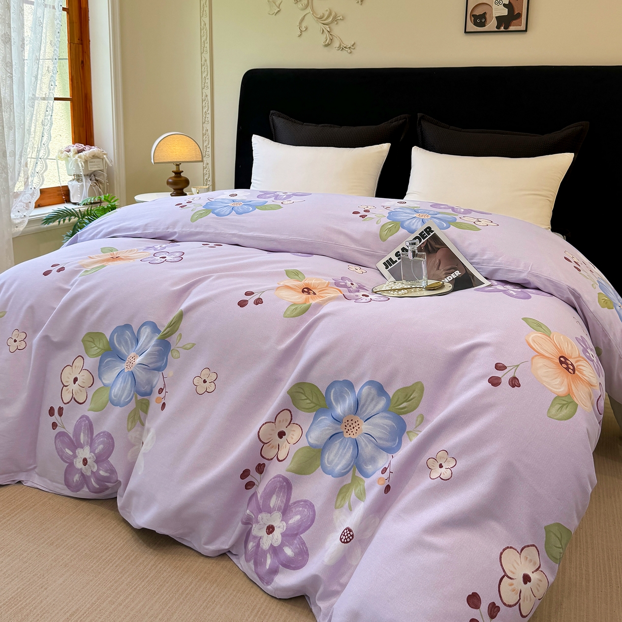 91家纺网 家纺一手货源 找家纺 壹贝家纺 2026新款全棉磨毛单品被套系列 紫魅