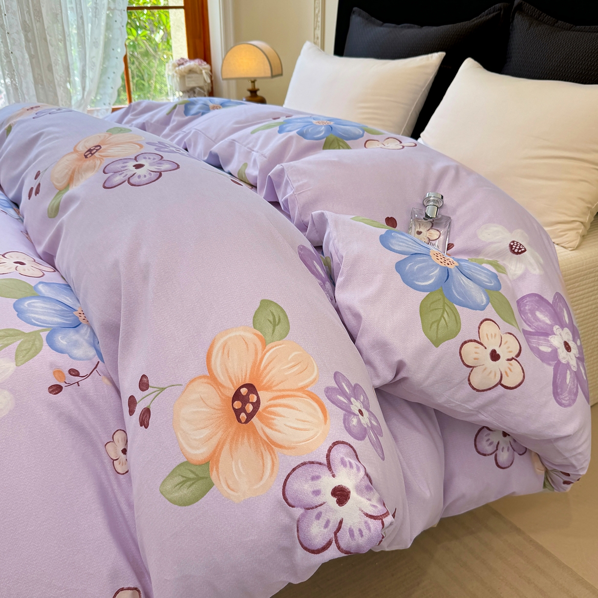 91家纺网 家纺一手货源 找家纺 壹贝家纺 2026新款全棉磨毛单品被套系列 紫魅