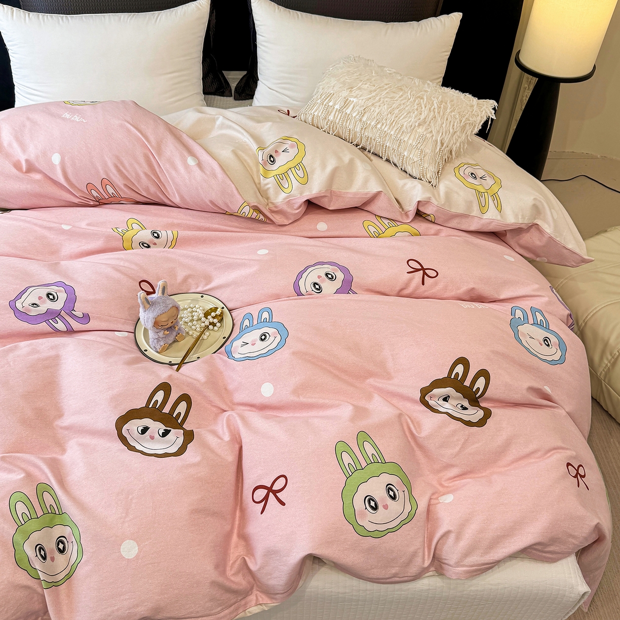 91家纺网 家纺一手货源 找家纺 壹贝家纺 2026新款全棉磨毛单品被套系列 lbb粉