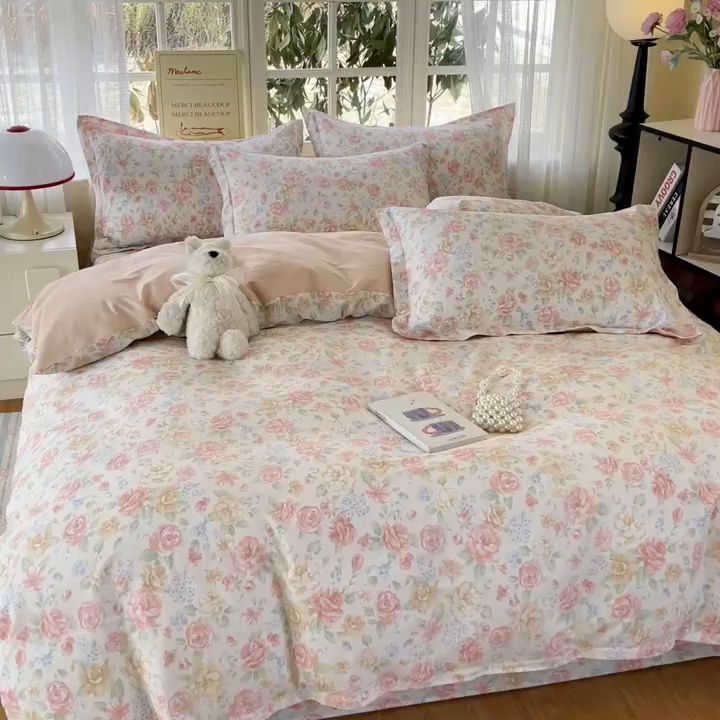 91家纺网 家纺一手货源 找家纺 （总）铭成家纺 2026新款全棉印花小清新四件套（提供买家秀）