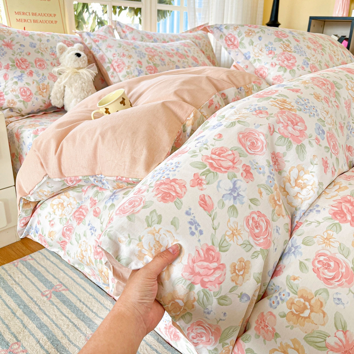 91家纺网 家纺一手货源 找家纺 （总）铭成家纺 2026新款全棉印花小清新四件套（提供买家秀）