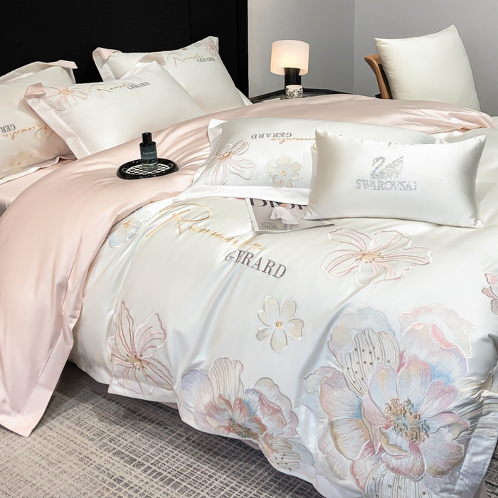 91家纺网 家纺一手货源 找家纺 （总）木子家纺 2026新款A类50S贡缎长绒棉纯棉四件套-花漾