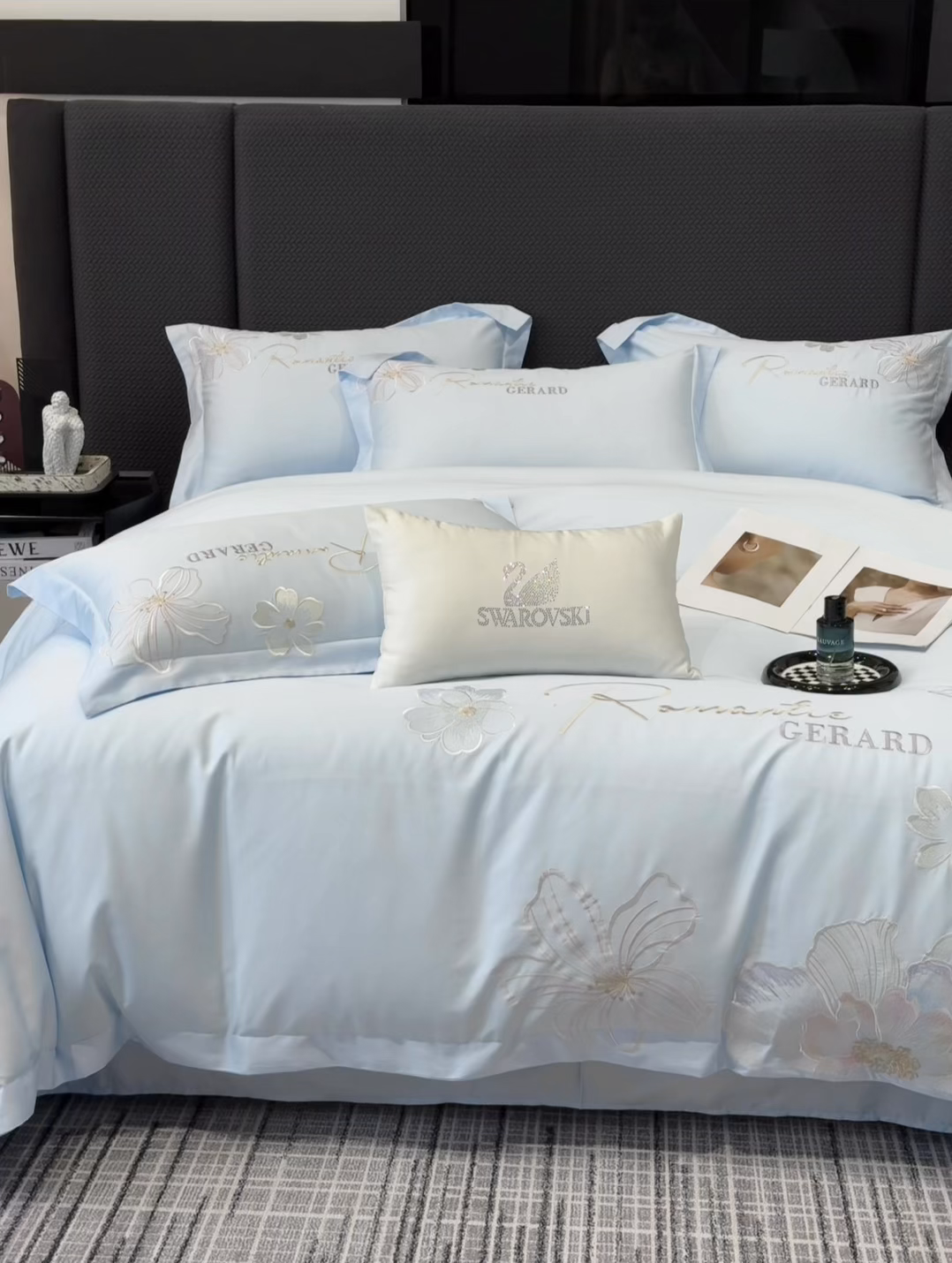 91家纺网 家纺一手货源 找家纺 木子家纺 2026新款A类50S贡缎长绒棉纯棉四件套-花漾 花漾-蒂芙尼蓝-A类贡缎长绒棉