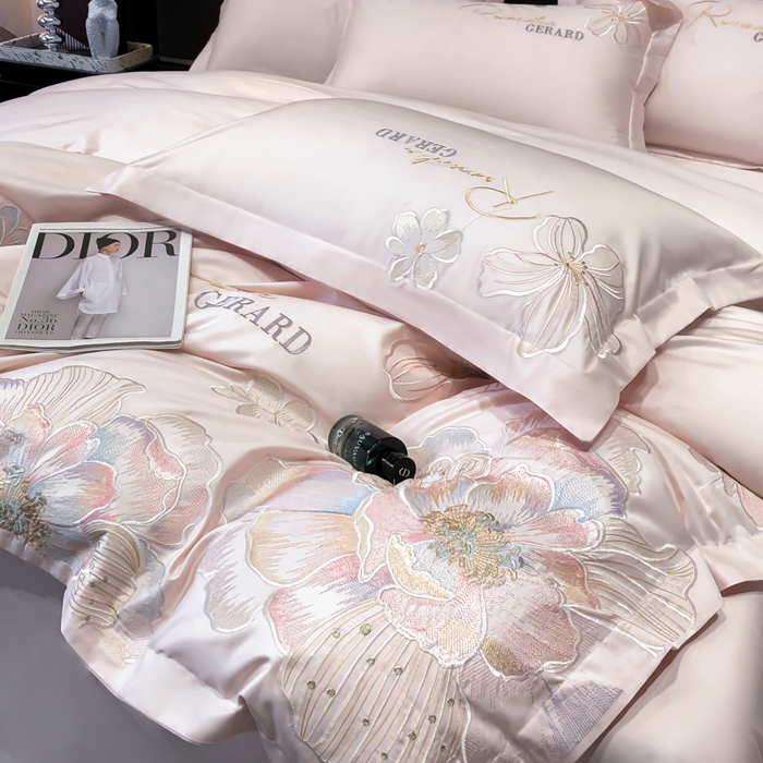 91家纺网 家纺一手货源 找家纺 木子家纺 2026新款A类50S贡缎长绒棉纯棉四件套-花漾 花漾-桃花粉-A类贡缎长绒棉