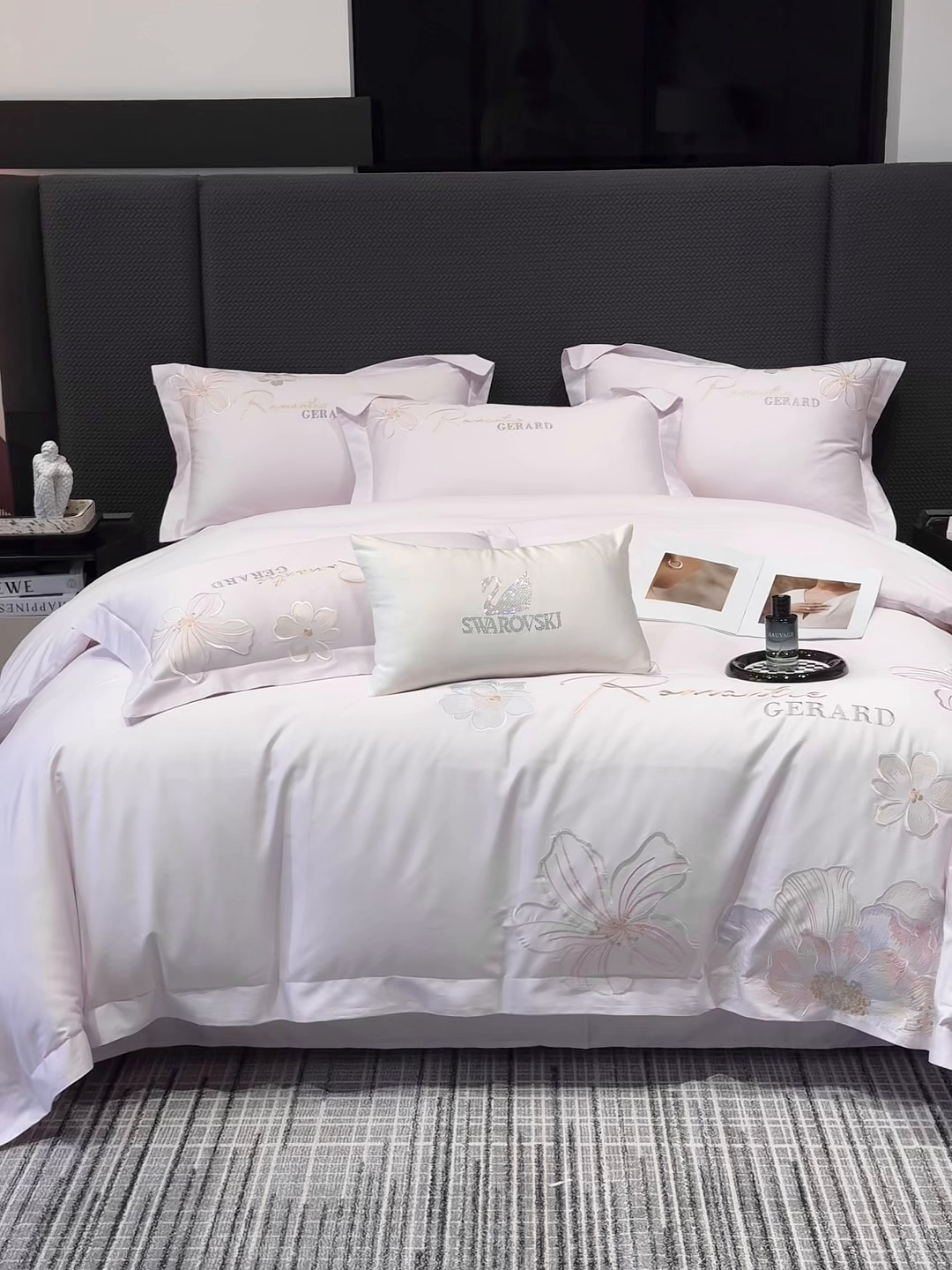 91家纺网 家纺一手货源 找家纺 木子家纺 2026新款A类50S贡缎长绒棉纯棉四件套-花漾 花漾-香芋紫-A类贡缎长绒棉