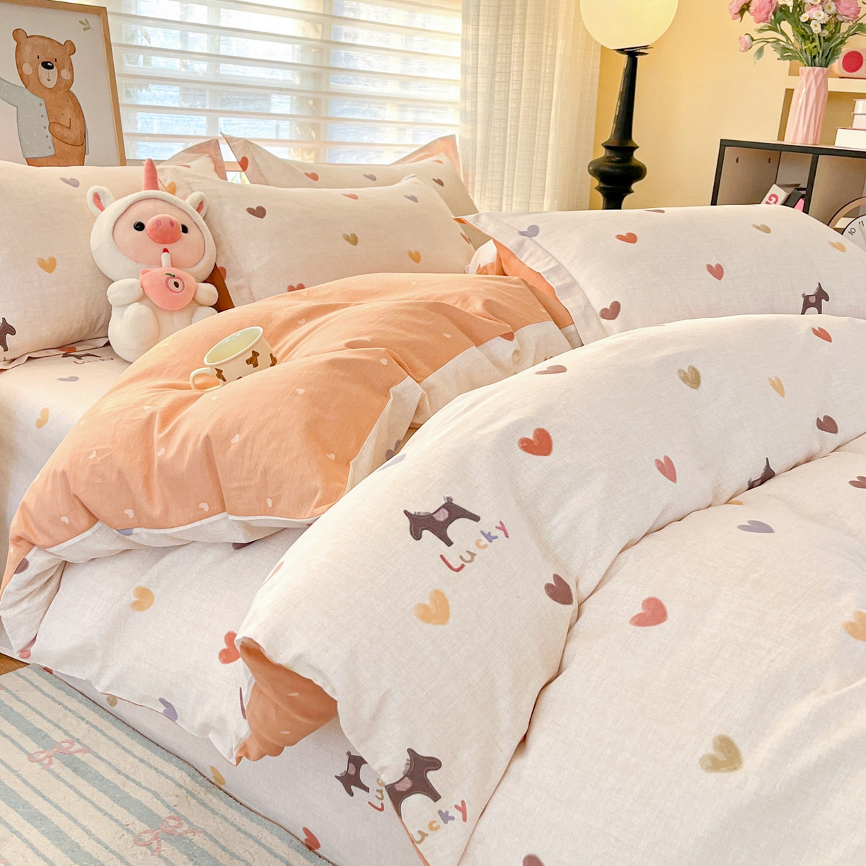 91家纺网 家纺一手货源 找家纺 铭成家纺 2026新款全棉印花小清新四件套（提供买家秀） 欢乐聚会