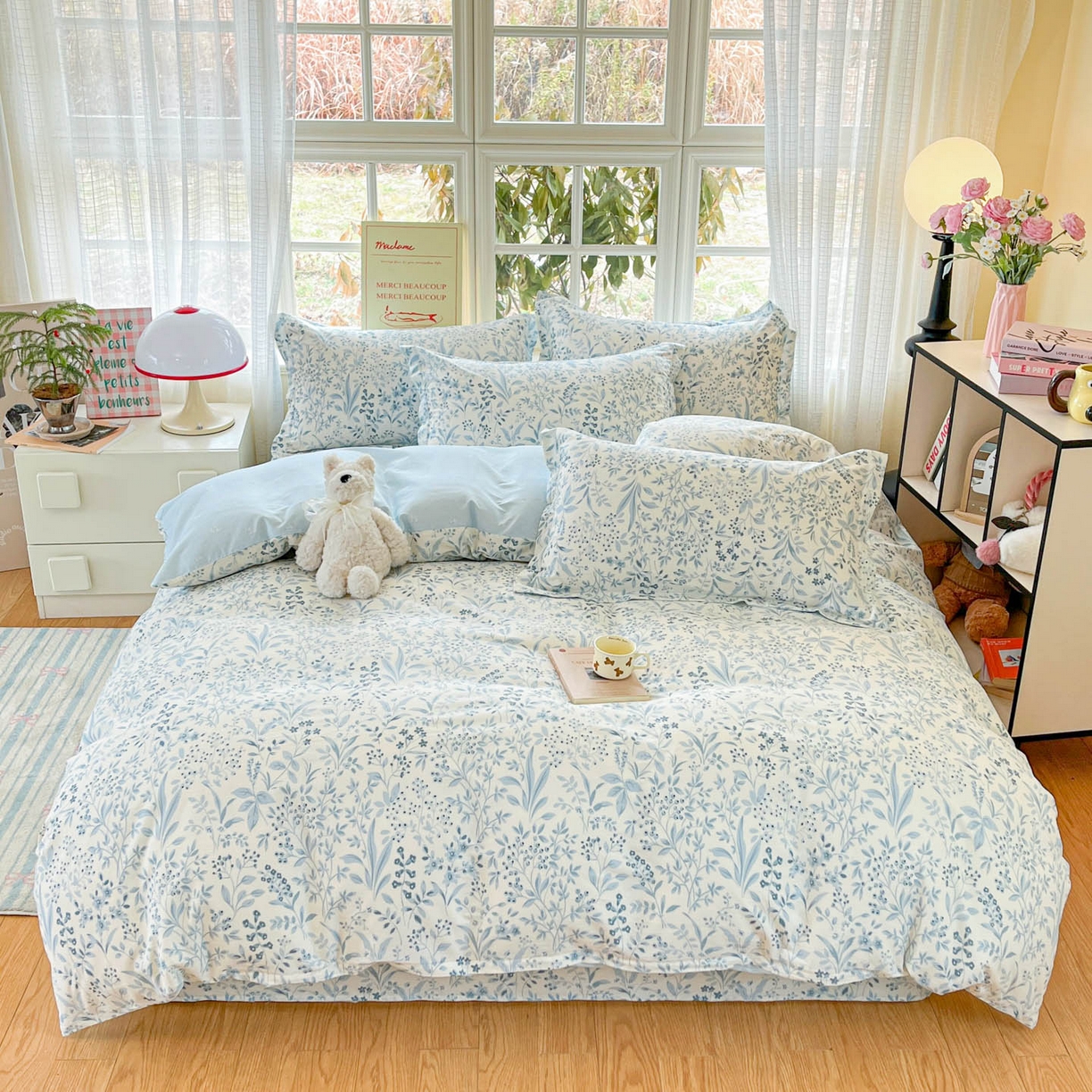 铭成家纺 2026新款全棉印花小清新四件套（提供买家秀） 蓝沫
