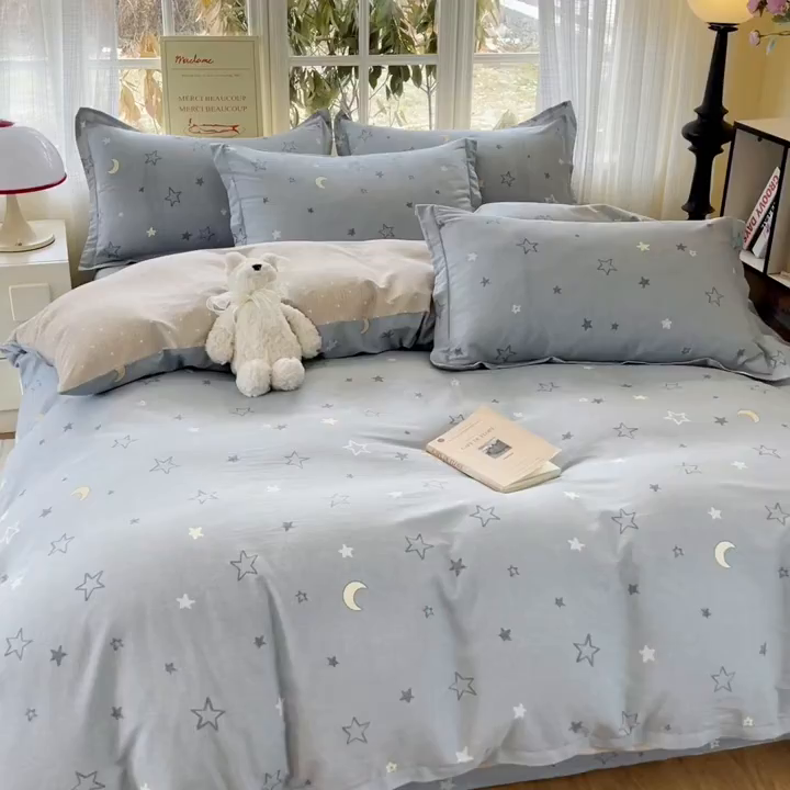 91家纺网 家纺一手货源 找家纺 铭成家纺 2026新款全棉印花小清新四件套（提供买家秀） 暮洛星