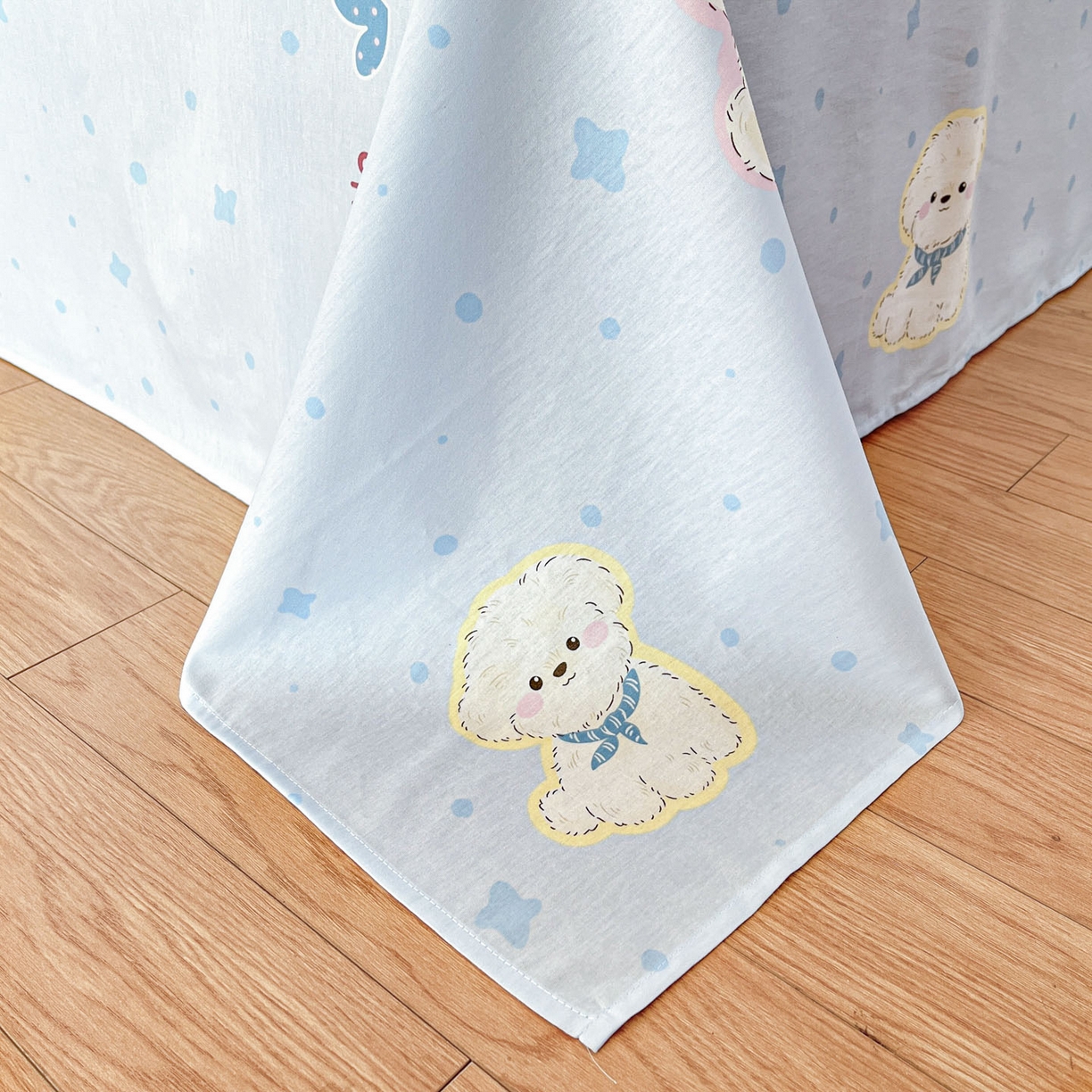 91家纺网 家纺一手货源 找家纺 铭成家纺 2026新款全棉印花小清新四件套（提供买家秀） 纳瑞小狗