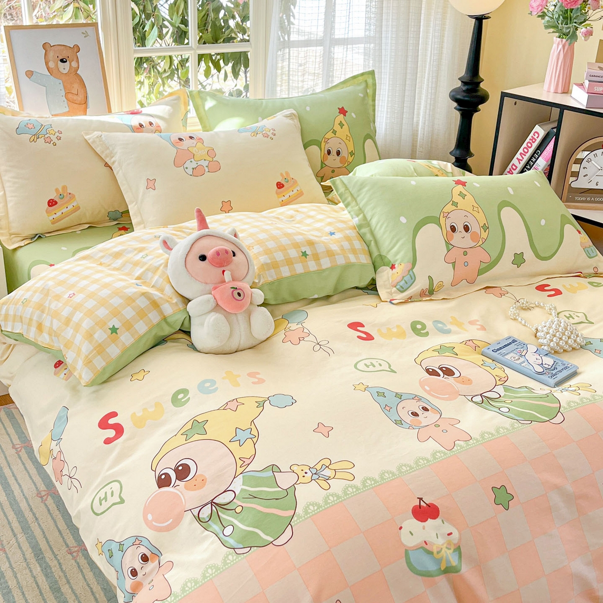 91家纺网 家纺一手货源 找家纺 铭成家纺 2026新款全棉印花小清新四件套（提供买家秀） 泡泡双星