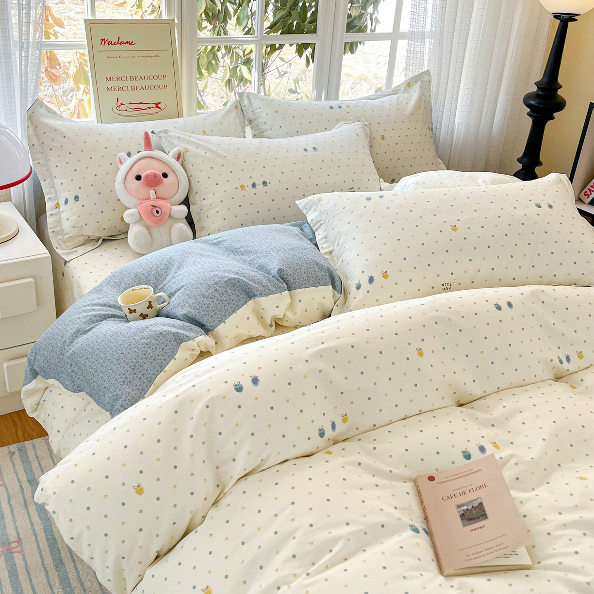 91家纺网 家纺一手货源 找家纺 铭成家纺 2026新款全棉印花小清新四件套（提供买家秀） 青涩草莓